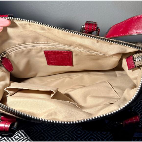 Coach Womens Bag Red Signature C Molly Satchel Shoulder Vintage Handbag Purse - Picture 5 of 12